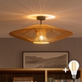 BRILAGI - Plafón LED de techo CERIA BOHO 1xE27/60W/230V Ø 70 cm negro/marrón