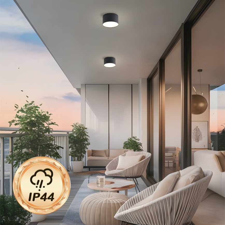 Brilagi - Plafón LED de techo para baño FORIS LED/9W/230V Ø 9 cm negro IP44