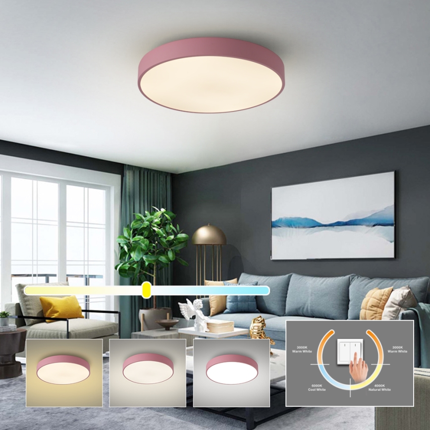 Brilagi - Lámpara de techo POOL LED 60W 230V 3000/4000/6000K Ø 50 cm rosa