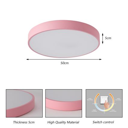 Brilagi - Lámpara de techo POOL LED 60W 230V 3000/4000/6000K Ø 50 cm rosa