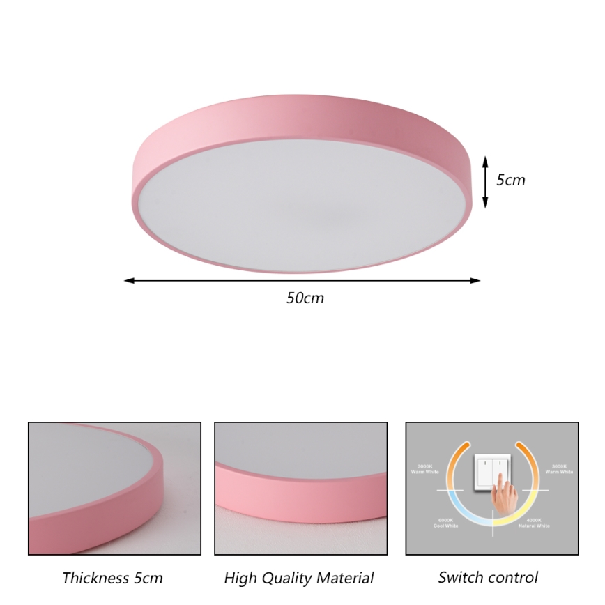 Brilagi - Lámpara de techo POOL LED 60W 230V 3000/4000/6000K Ø 50 cm rosa