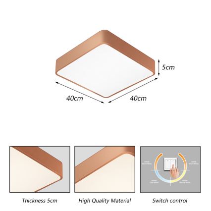 BRILAGI - Plafón LED POOL SQUARE LED/36W/230V 3000/4000/6000K 40x40 cm acabado en bronce