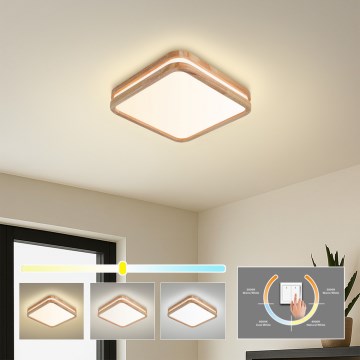 BRILAGI - Plafón LED MOLINA SQUARE LED/32W/230V 3000/4000/6000K roble 30x30 cm