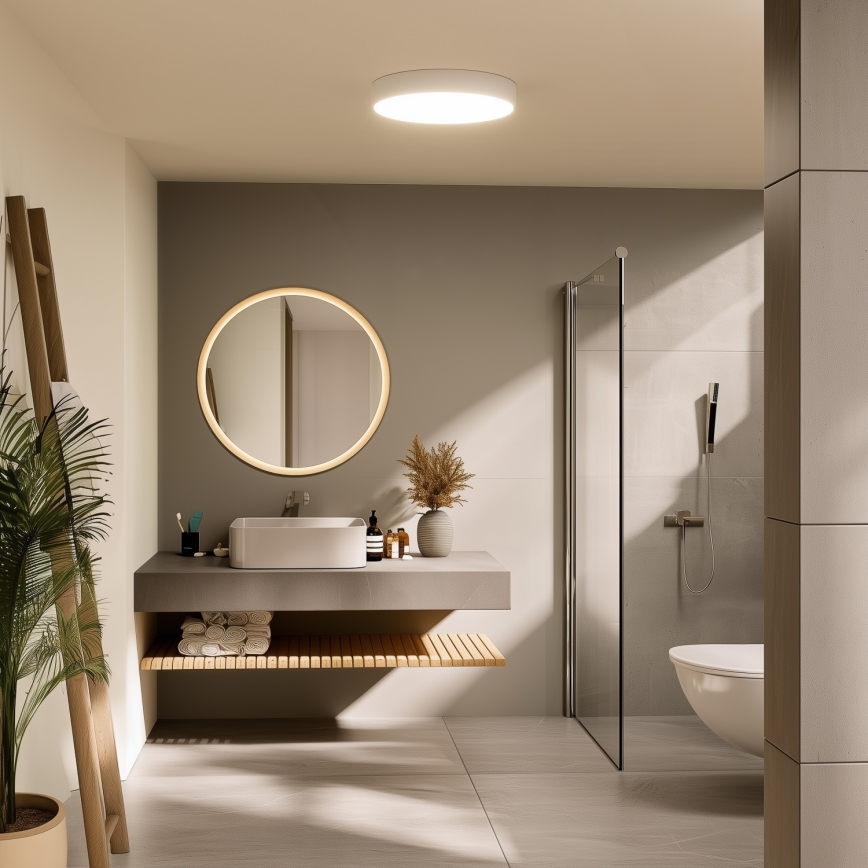Brilagi - Luminaria LED de techo para baño POOL LED/36W/230V 3000/4000/5500K Ø 40 cm IP54 blanca