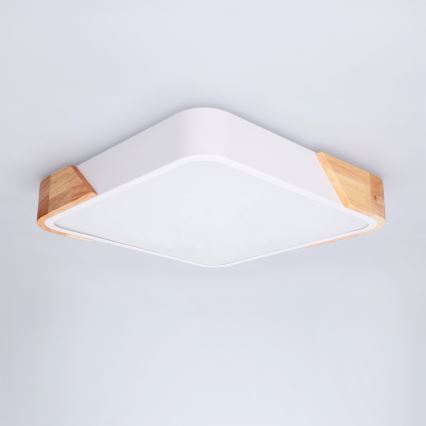 Brilagi - Plafón LED PILANA LED/24W/230V roble/blanco 32x32 cm