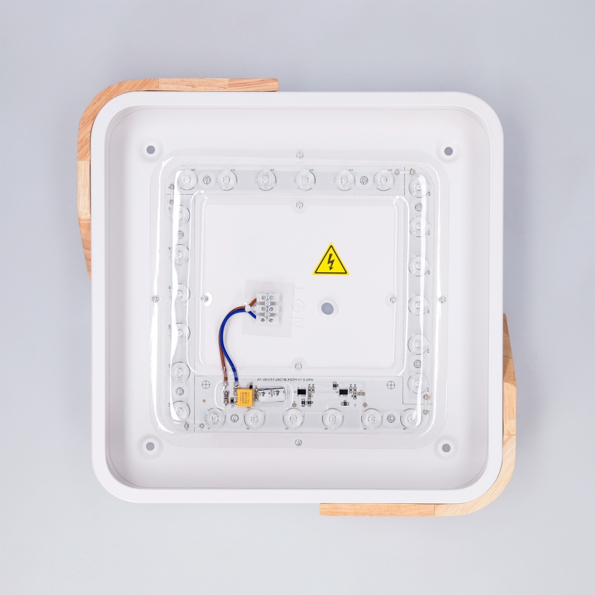 Brilagi - Plafón LED PILANA LED/24W/230V roble/blanco 32x32 cm