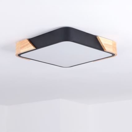 BRILAGI - Plafón LED PILANA LED/24W/230V roble/negro 32x32 cm