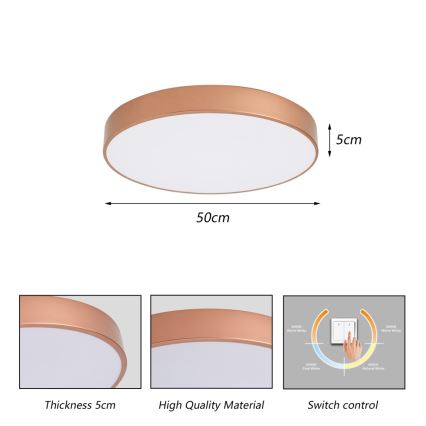 BRILAGI - Plafón LED POOL/60W/230V 3000/4000/6000K, diámetro 50 cm, acabado bronce