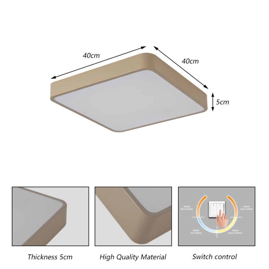 Brilagi - Plafón LED POOL LED/36W/230V 3000/4000/6000K 40x40 cm beige