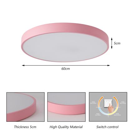 Brilagi - Lámpara de techo LED POOL 60W/230V 3000/4000/6000K Ø 60 cm rosa