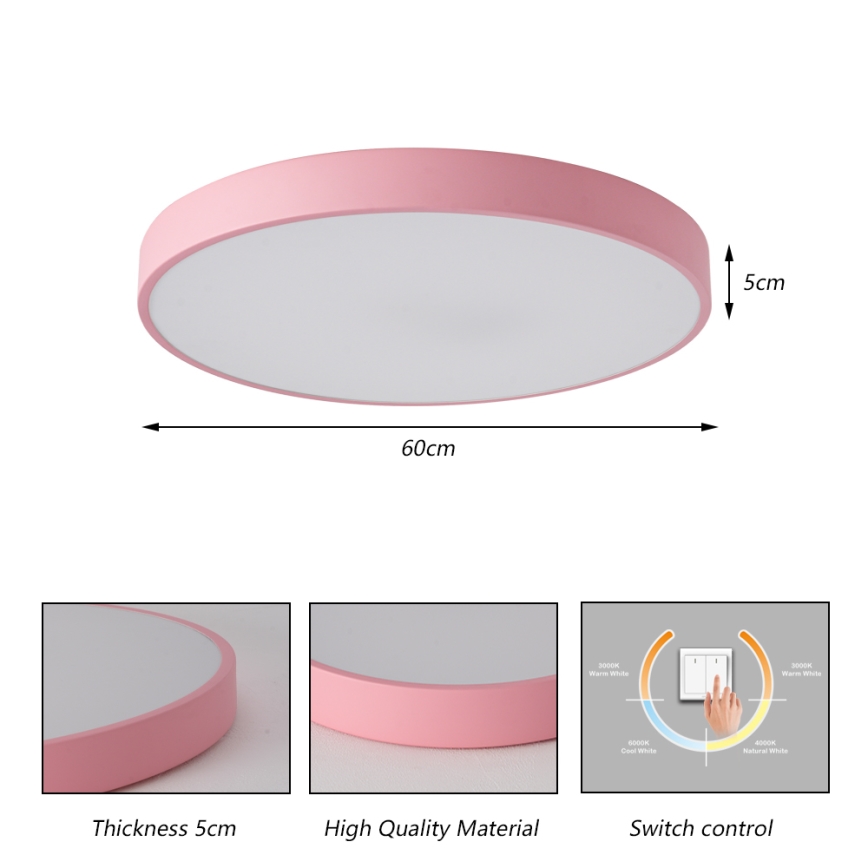 Brilagi - Lámpara de techo LED POOL 60W/230V 3000/4000/6000K Ø 60 cm rosa