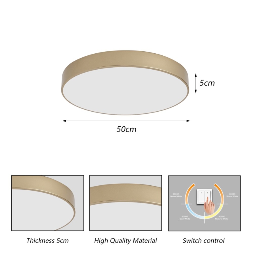 BRILAGI - Plafón LED POOL LED/60W/230V 3000/4000/6000K Ø 50 cm dorado