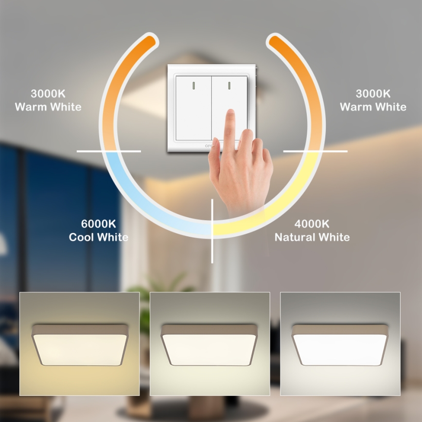 BRILAGI - Plafón LED POOL SQUARE LED/36W/230V 3000/4000/6000K 40x40 cm beige