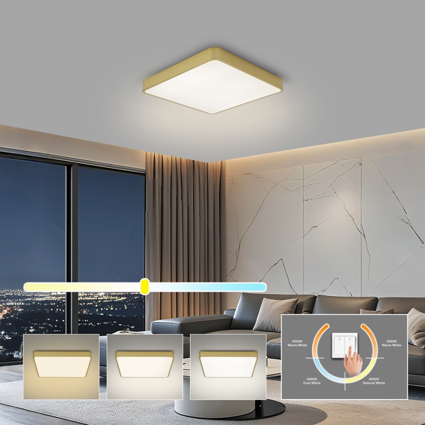 BRILAGI - Plafón LED POOL SQUARE LED/36W/230V 3000/4000/6000K 40x40 cm dorado