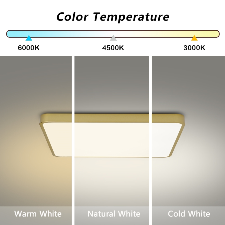 BRILAGI - Plafón LED POOL SQUARE LED/36W/230V 3000/4000/6000K 40x40 cm dorado