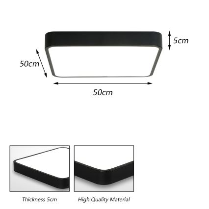 Brilagi - Luminaria de techo LED POOL SQUARE LED/48W/230V 3000/4000/6000K 50x50 cm negra
