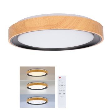 Brilagi - Plafón LED regulable FLOCO LED/48W/230V 3000-6500K Ø 40 cm acabado madera/negro + mando a distancia