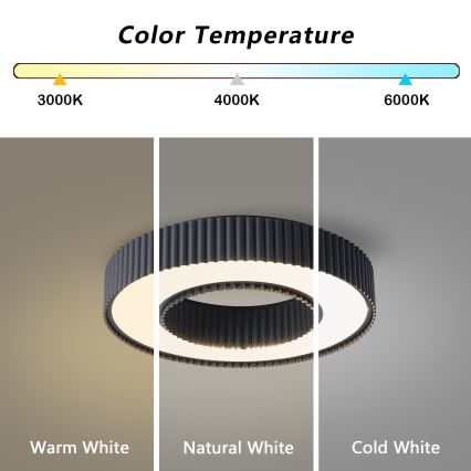 Brilagi - Luminaria de techo LED regulable LUMIX LED/48W/230V 3000–6000K negra Ø 50 cm + mando a distancia