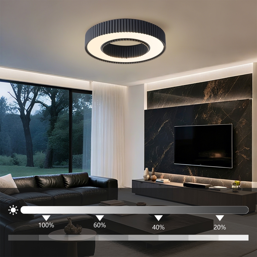 Brilagi - Luminaria de techo LED regulable LUMIX LED/48W/230V 3000–6000K negra Ø 50 cm + mando a distancia
