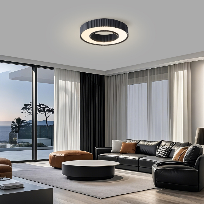 Brilagi - Luminaria de techo LED regulable LUMIX LED/48W/230V 3000–6000K negra Ø 50 cm + mando a distancia