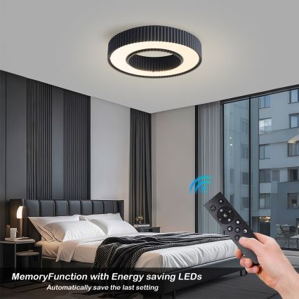 Brilagi - Luminaria de techo LED regulable LUMIX LED/48W/230V 3000–6000K negra Ø 50 cm + mando a distancia