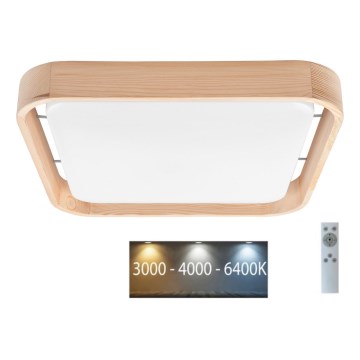 Brilagi - Plafón LED regulable MANAROLA CUBIC LED/24W/230V 45x45 cm 3000-6500K, acabado pino + mando a distancia