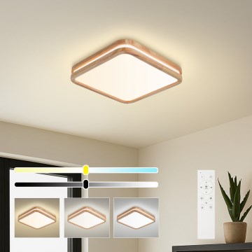 BRILAGI - Plafón LED regulable MOLINA SQUARE LED/48W/230V 3000-6000K roble 40x40 cm + mando a distancia