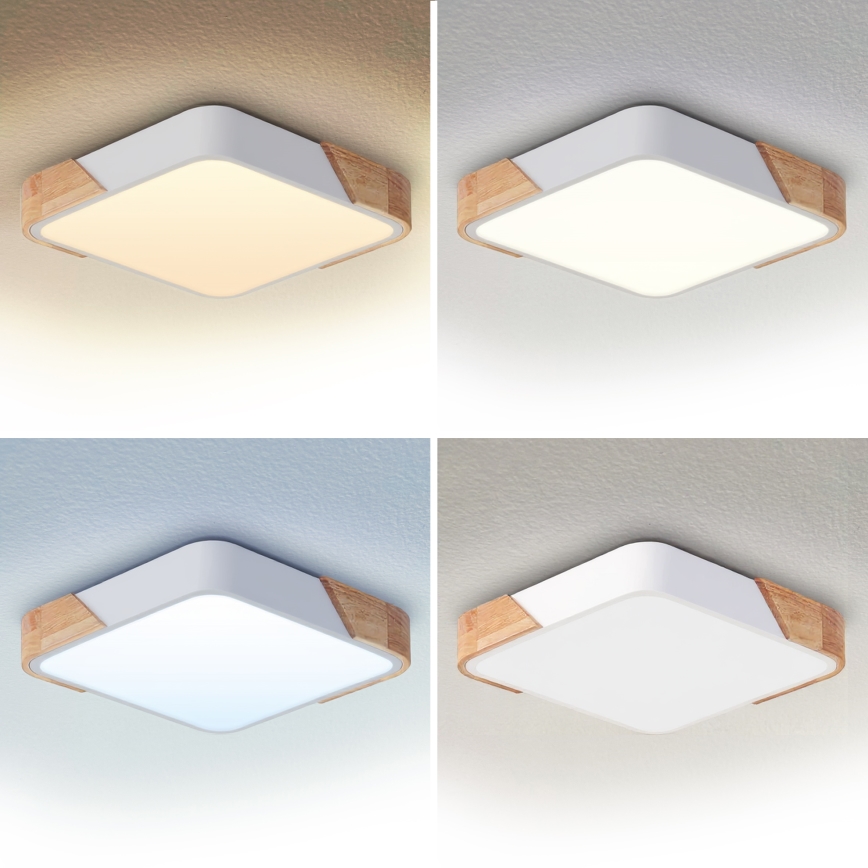 BRILAGI - Luminaria de techo LED regulable PILANA LED/48W/230V 3000-6500K roble/blanco 42x42 cm + mando a distancia
