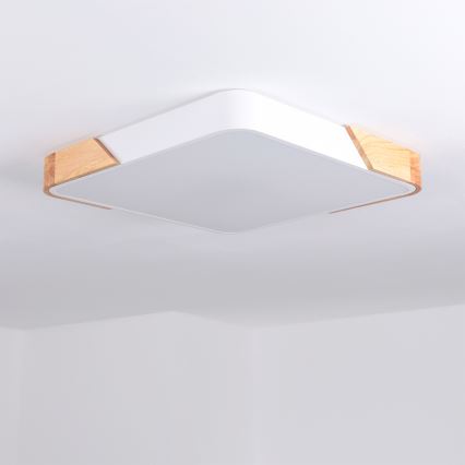 BRILAGI - Luminaria de techo LED regulable PILANA LED/48W/230V 3000-6500K roble/blanco 42x42 cm + mando a distancia