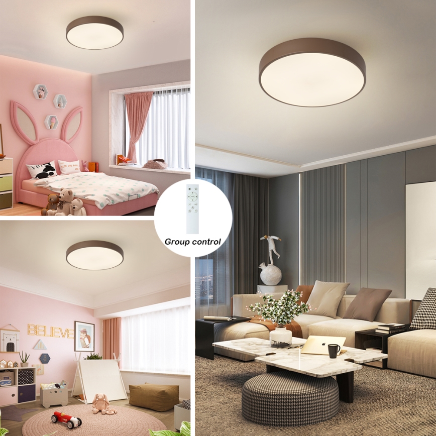 BRILAGI - Lámpara de techo LED regulable POOL LED/48W/230V 3000-6000K Ø 40 cm marrón + control remoto