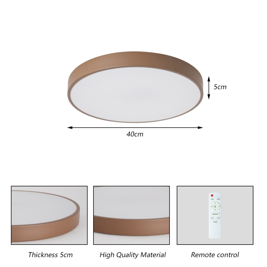 BRILAGI - Lámpara de techo LED regulable POOL LED/48W/230V 3000-6000K Ø 40 cm marrón + control remoto