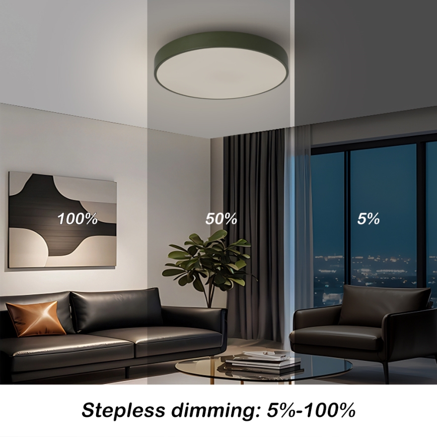 Brilagi - Luminaria de techo LED regulable POOL LED/48W/230V 3000-6000K Ø 40 cm verde + control remoto