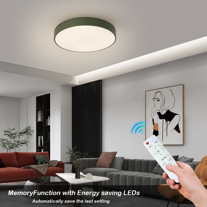 Brilagi - Luminaria de techo LED regulable POOL LED/48W/230V 3000-6000K Ø 40 cm verde + control remoto