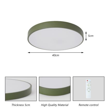 Brilagi - Luminaria de techo LED regulable POOL LED/48W/230V 3000-6000K Ø 40 cm verde + control remoto