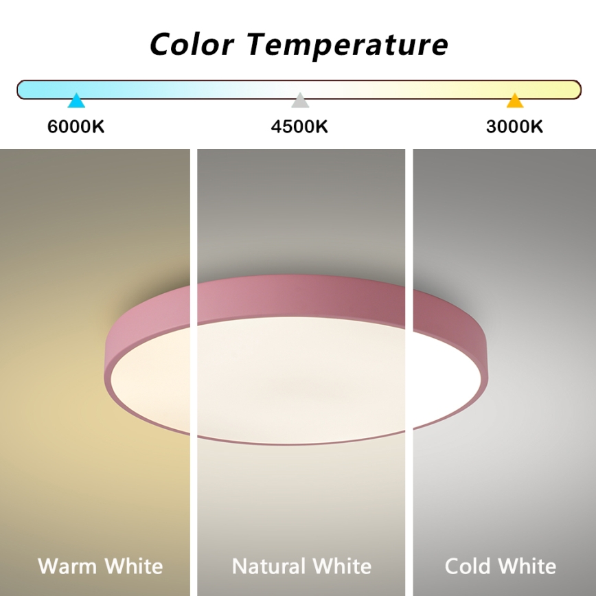 Brilagi - Lámpara de techo LED regulable POOL LED/60W/230V 3000-6000K diámetro 50 cm rosa + mando a distancia