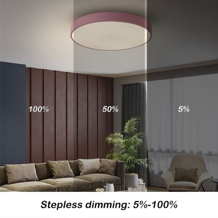 Brilagi - Lámpara de techo LED regulable POOL LED/60W/230V 3000-6000K diámetro 50 cm rosa + mando a distancia