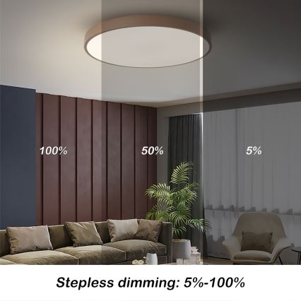 BRILAGI - Luminaria de techo LED regulable POOL LED/60W/230V 3000-6000K Ø 60 cm marrón + mando a distancia