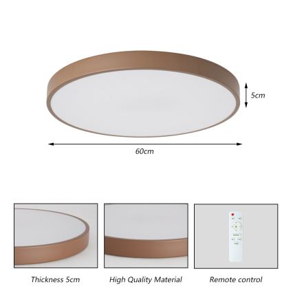 BRILAGI - Luminaria de techo LED regulable POOL LED/60W/230V 3000-6000K Ø 60 cm marrón + mando a distancia