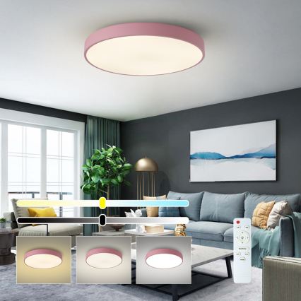 Brilagi - Luminaria LED regulable de techo POOL LED/60W/230V 3000-6000K Ø 60 cm rosa + mando a distancia