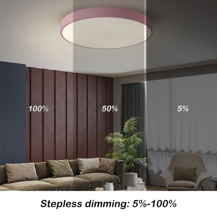 Brilagi - Luminaria LED regulable de techo POOL LED/60W/230V 3000-6000K Ø 60 cm rosa + mando a distancia
