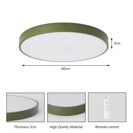 BRILAGI - Luminaria de techo LED regulable POOL LED/60W/230V 3000-6000K diámetro 60 cm verde + mando a distancia