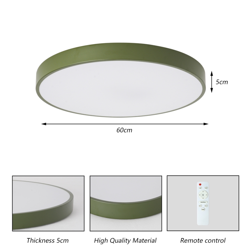 BRILAGI - Luminaria de techo LED regulable POOL LED/60W/230V 3000-6000K diámetro 60 cm verde + mando a distancia