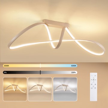 Brilagi - Plafón LED regulable TWISTER LED/60W/230V 3000-6000K beige + control remoto