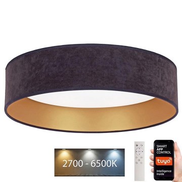 Brilagi - Plafón LED regulable VELVET SMART LED/24W/230V d. 45 cm 2700-6500K Wi-Fi Tuya gris/oro + mando a distancia