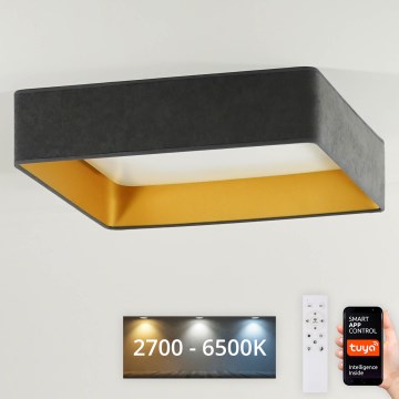 Brilagi - Plafón LED regulable VELVET SQUARE SMART LED/36W/230V 2700-6500K Wi-Fi Tuya + mando a distancia gris