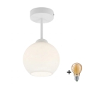 BRILAGI - Plafón LED RETRO GLASS 1xE27/60W/230V Ø 15 cm blanco