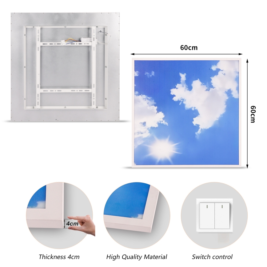 Brilagi - Plafón LED SLIMFRAME SKY LED/58W/230V 60x60 cm plateado/azul