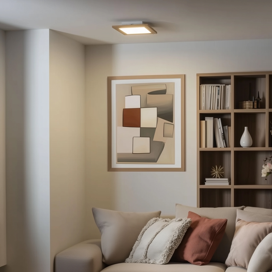 Brilagi - Plafón LED SLIMFRAME WOOD LED/25W/230V 34x34 cm marrón