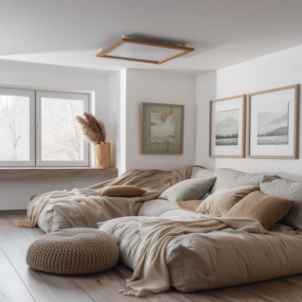 Brilagi - Plafón LED SLIMFRAME WOOD LED/58W/230V 64x64 cm marrón