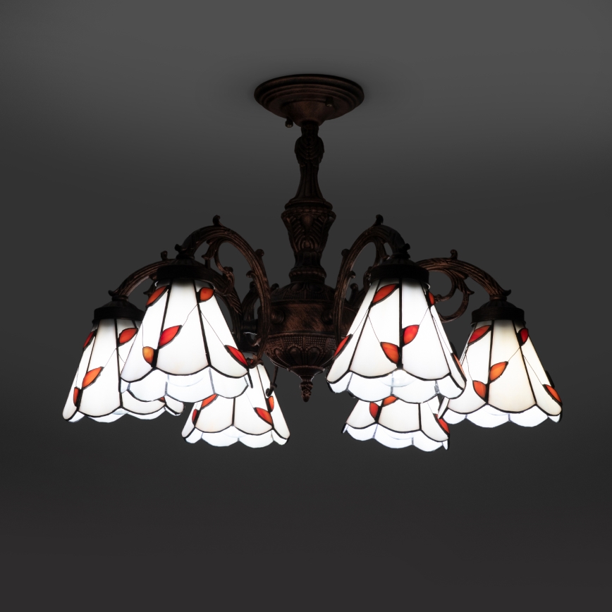 Brilagi - Plafón Tiffany de vitral FOLIA 6xE27/60W/230V Ø 60 cm
